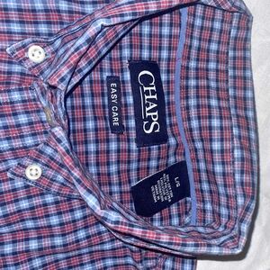 Chaps Men's Casual Red and Blue Checkered Shirt